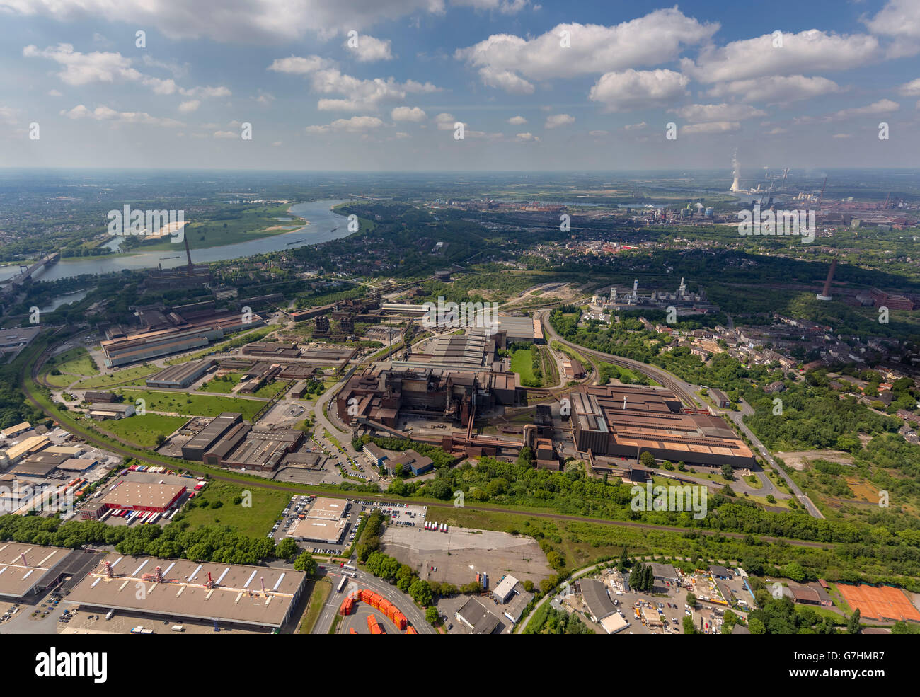 Aerial view, Mittal Steel Ruhrort GmbH, Duisburg, Duisburg Nord, Ruhr, North Rhine Westphalia, Germany, Europe, Aerial view, Stock Photo