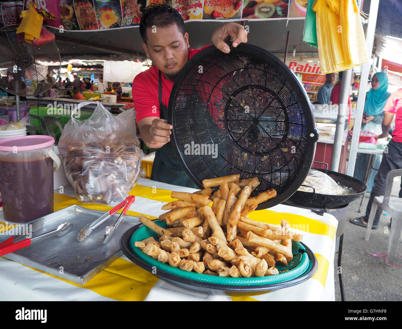 Food bazaar during the Muslim fasting month of Ramadan in Malaysia. Stock Photo