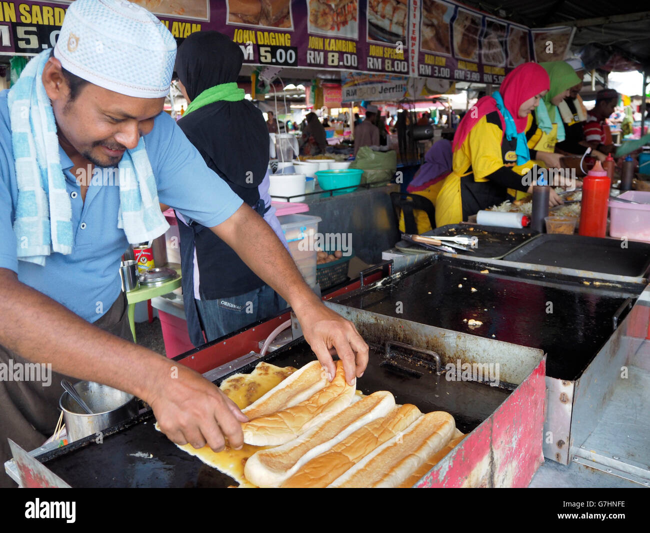 Food bazaar during the Muslim fasting month of Ramadan in Malaysia. Stock Photo