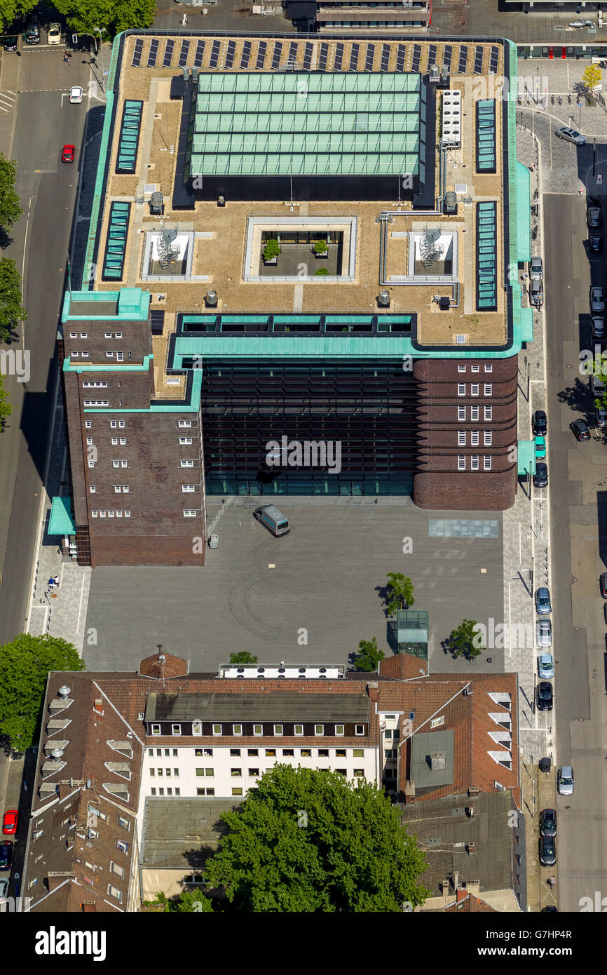 Aerial view, Restored Town Hall Gelsenkirchen, Hans-Sachs-Haus, brick architecture, brick expressionism, Gelsenkirchen, Stock Photo