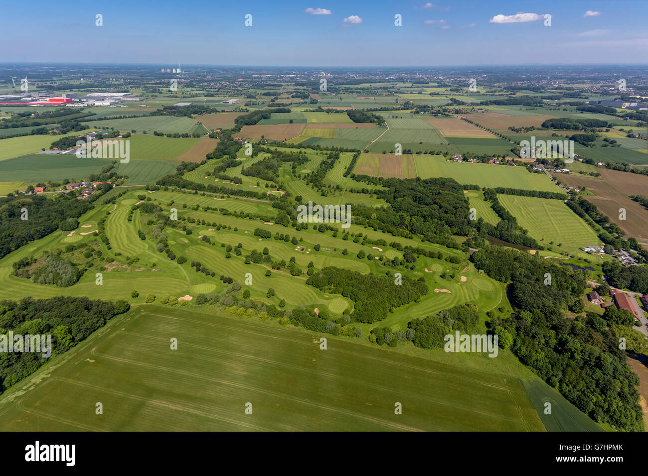 Aerial view, Golf Club Hamm, Golfclub Hamm Drechen, golf course ...