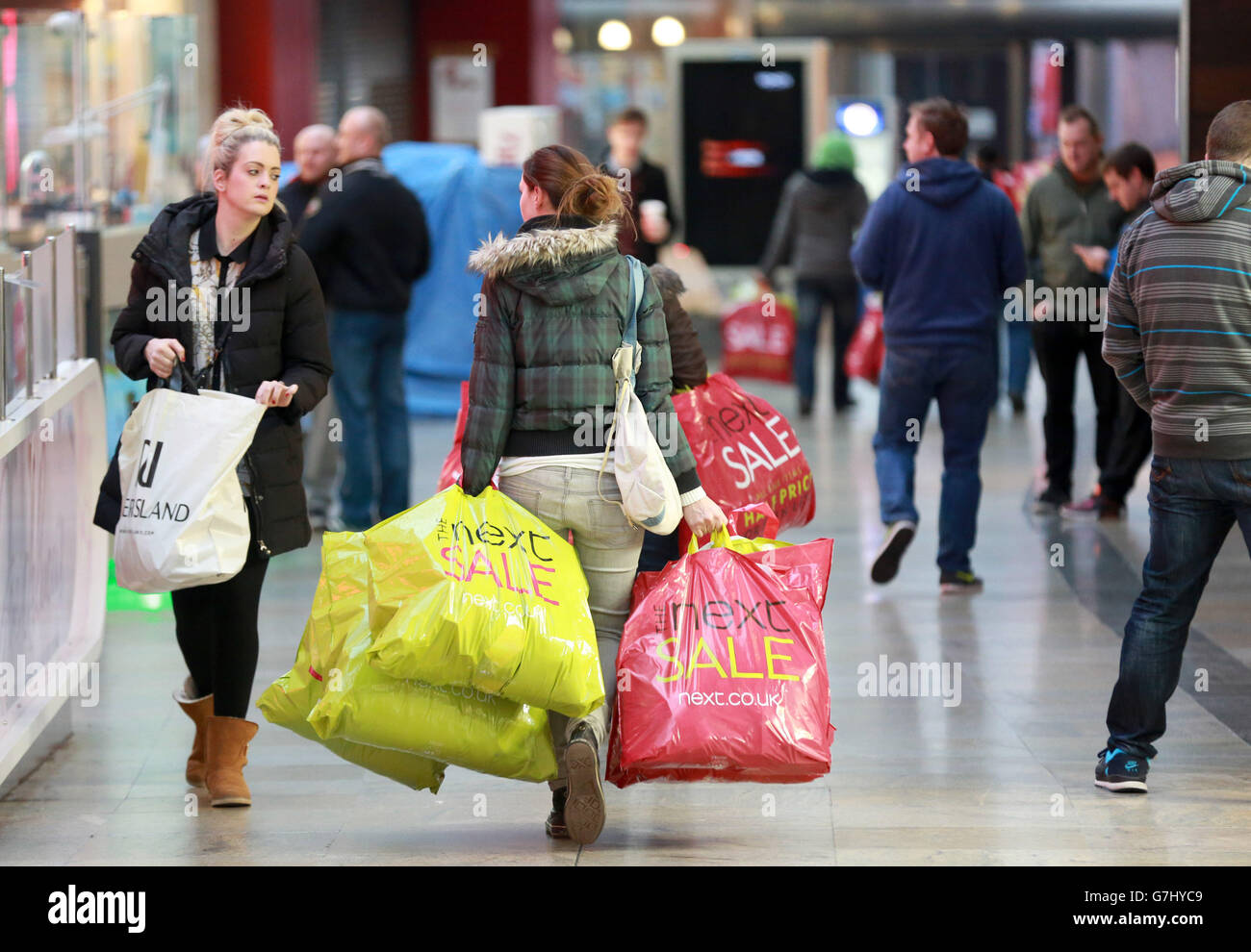 Boxing Day sales. EDITORIAL USE ONLY Shoppers at the WestQuay shopping centre in Southampton, during the Boxing Day sales. Stock Photo