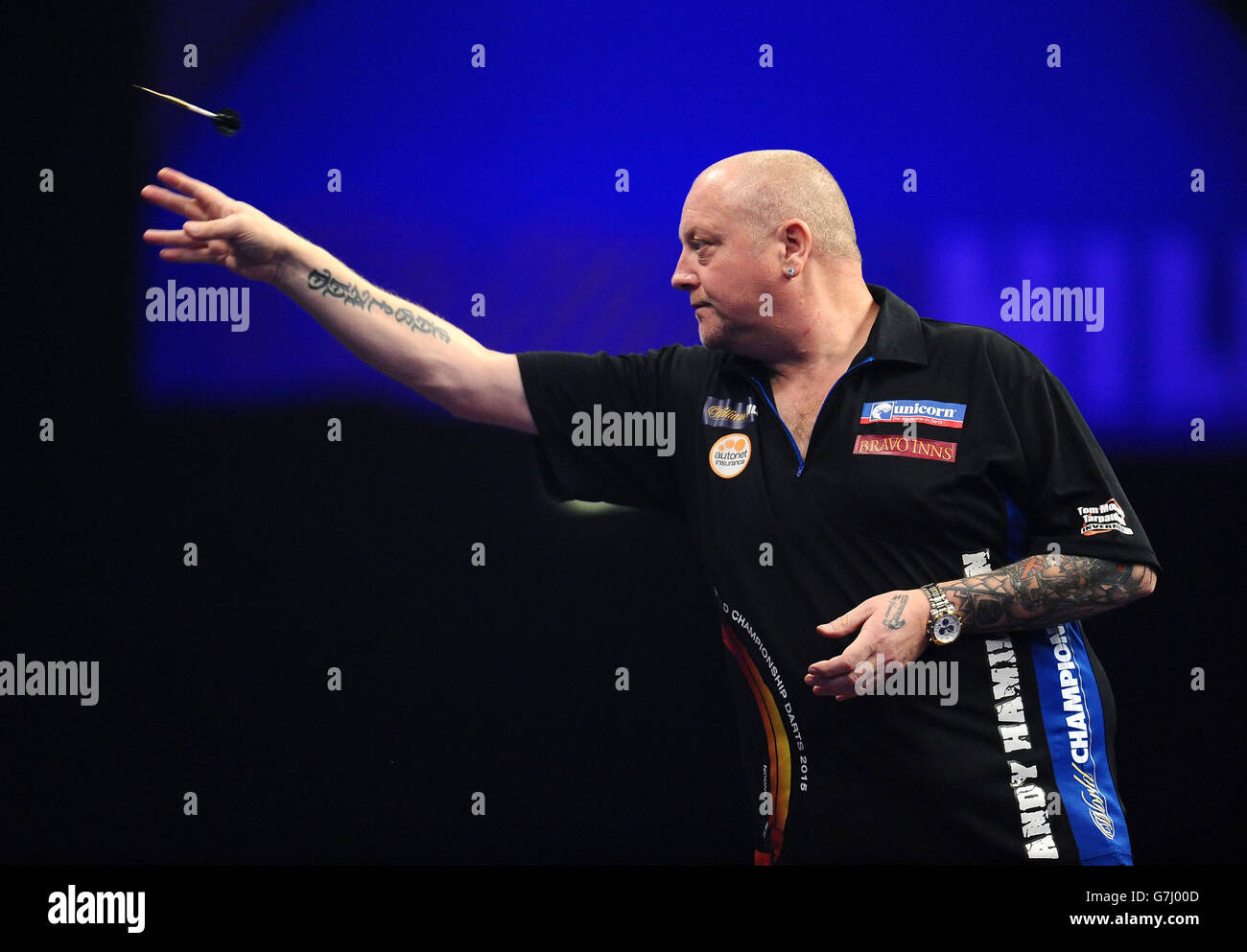 Andy Hamilton during his match against Kyle Anderson during the William ...