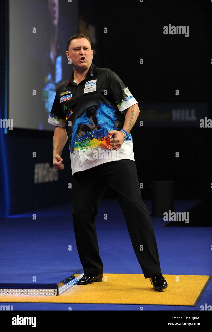 Kevin Painter celebrates winning the second set during his match