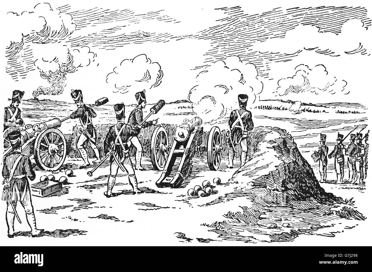 Artillery of 19th century, illustration from Soviet book dated 1953 ...
