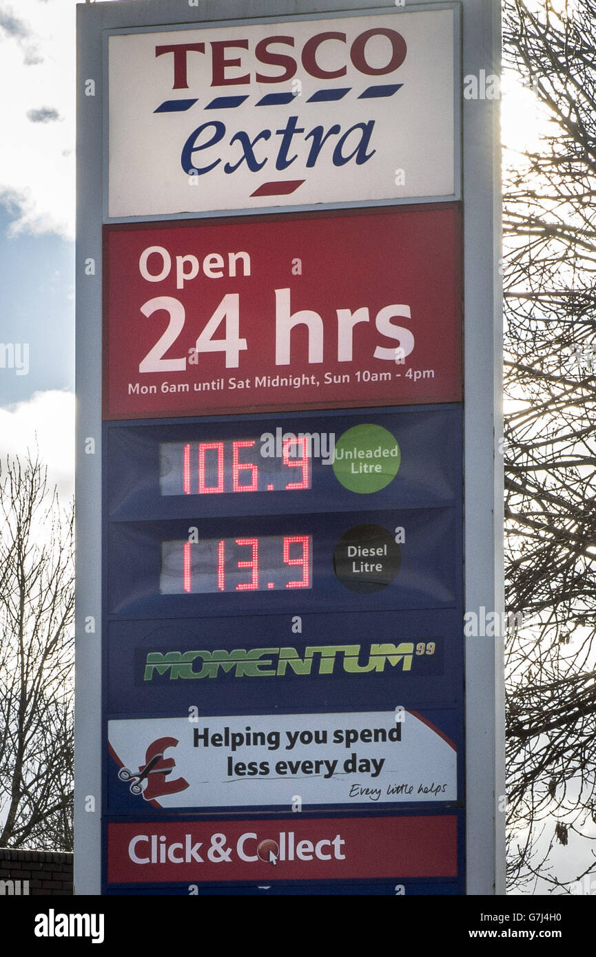 A Tesco Extra petrol station in Bristol as they have reduced their