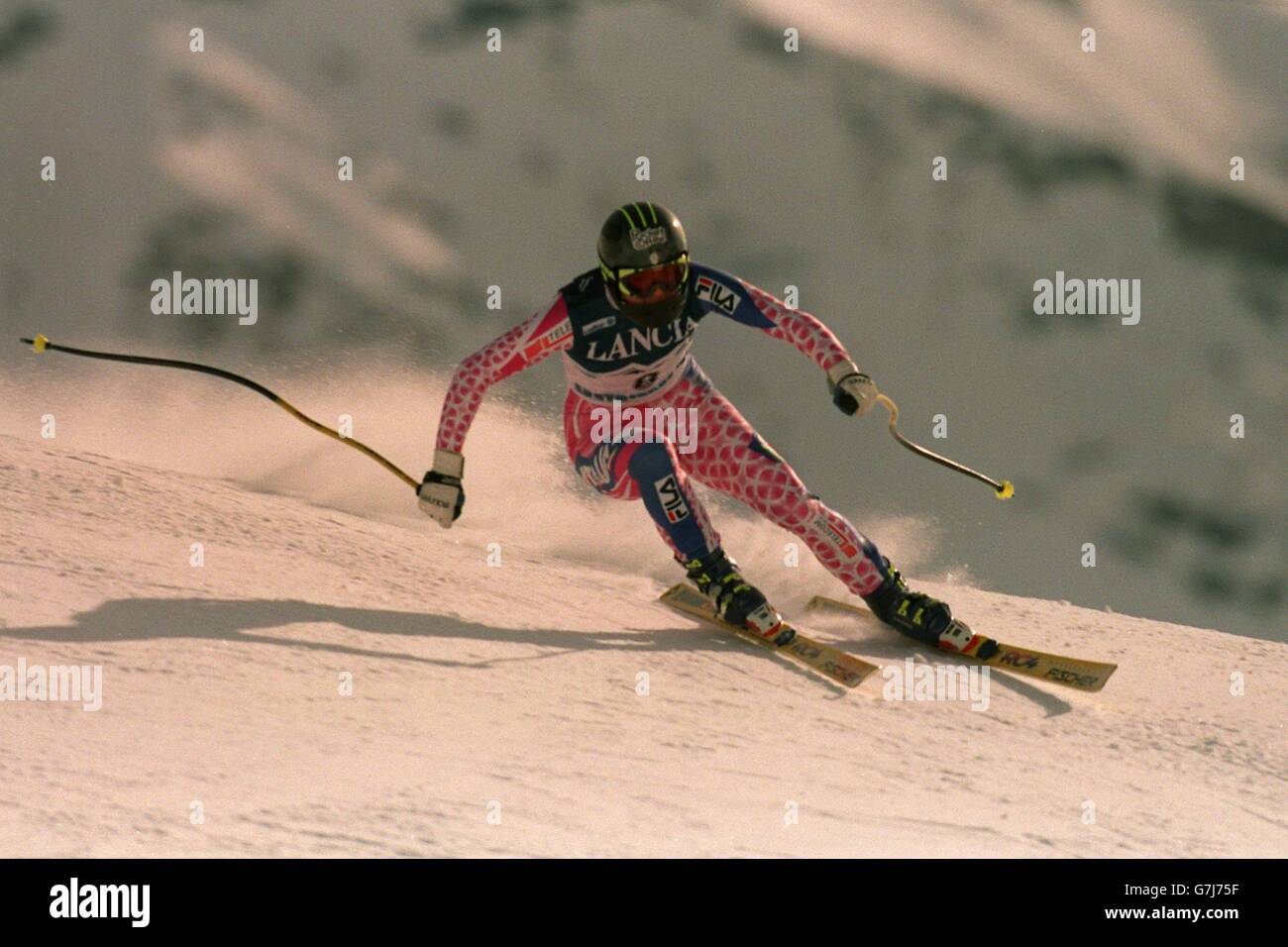 Isolde Kostner, Italy on her way to the Gold Medal in today's Women's Super G race Stock Photo