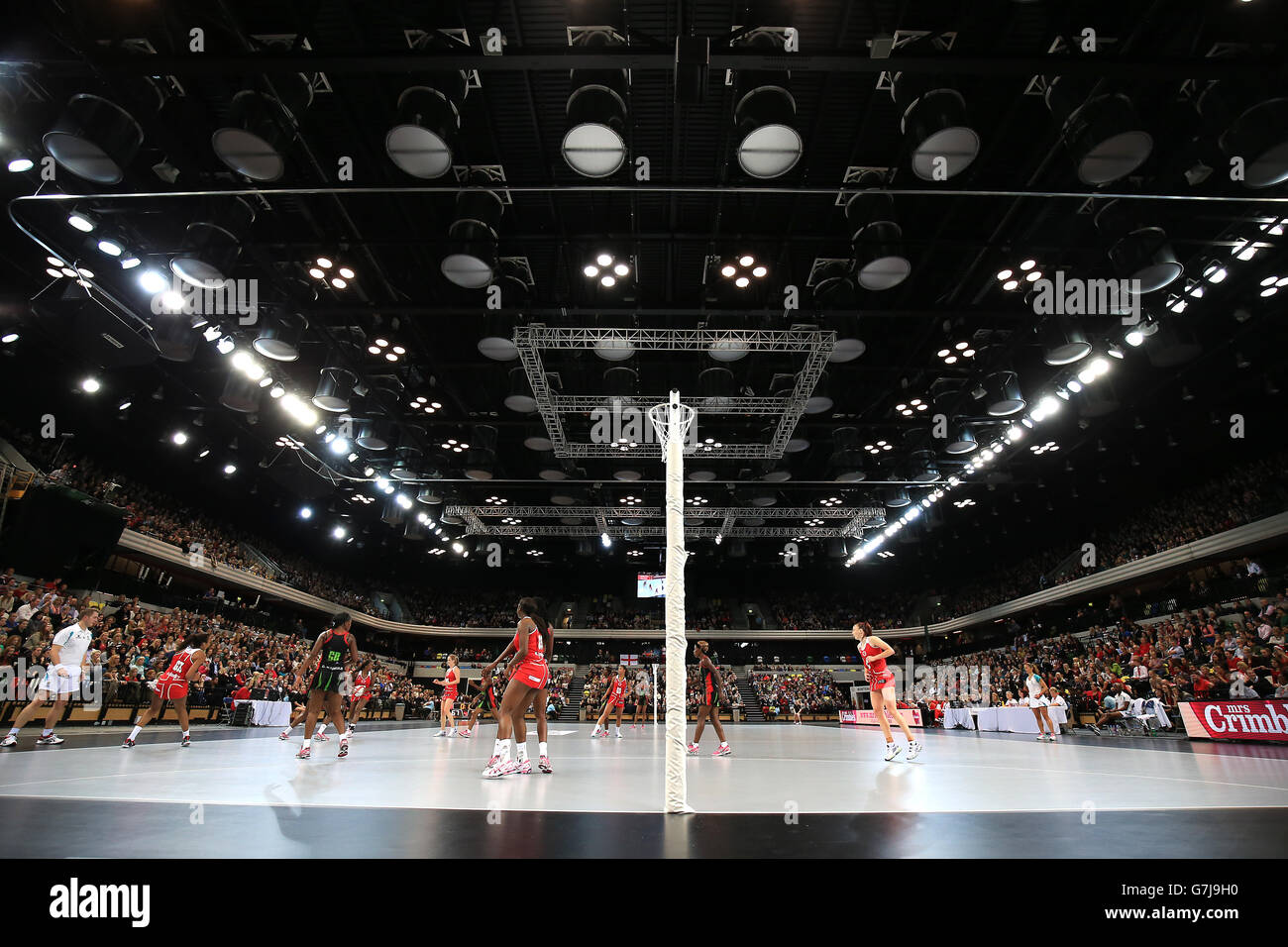 Netball - International Netball Series - England v Malawi - Copper Box Arena. A general view of the Copper Box Arena during the action between England and Malawi Stock Photo