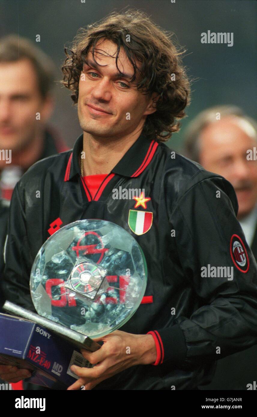 International Soccer - Euro 6's - Ajax six a side tournament. Paolo Maldini, AC Milan with the Euro 6's trophy Stock Photo