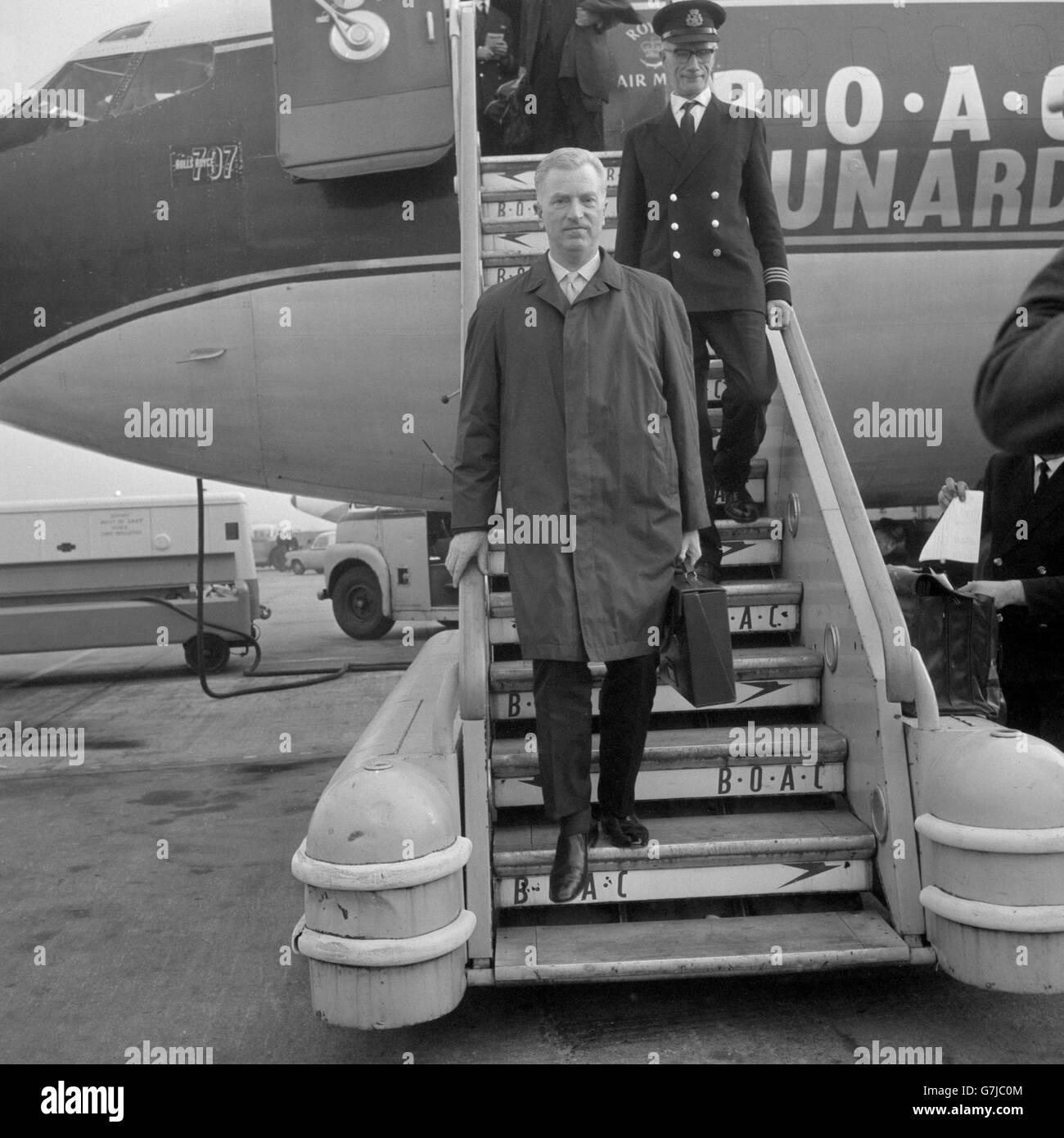 John Freeman, High Commissioner in India, arrives at London Airport for consultations with the government. Stock Photo