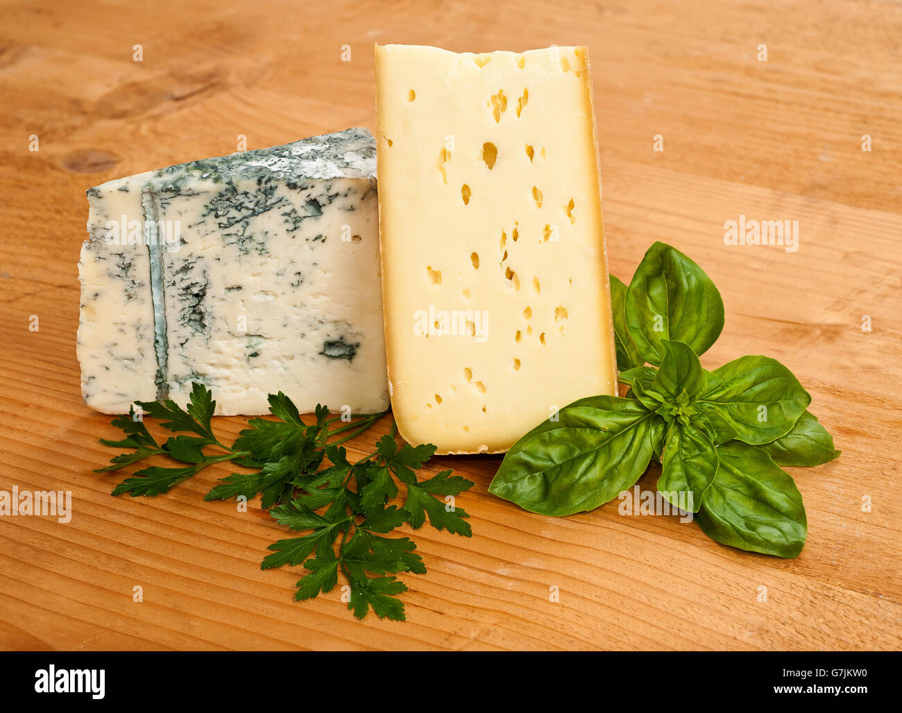 Cheeses basil and parsley Stock Photo - Alamy