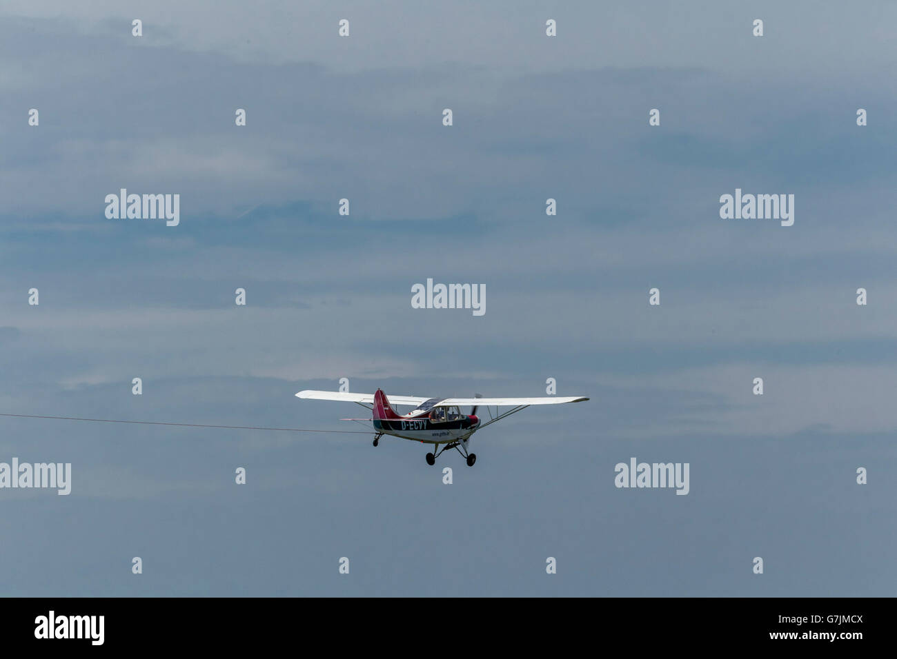 Aerial view, gliding, glider towing, aircraft towing, Aeronca Champion