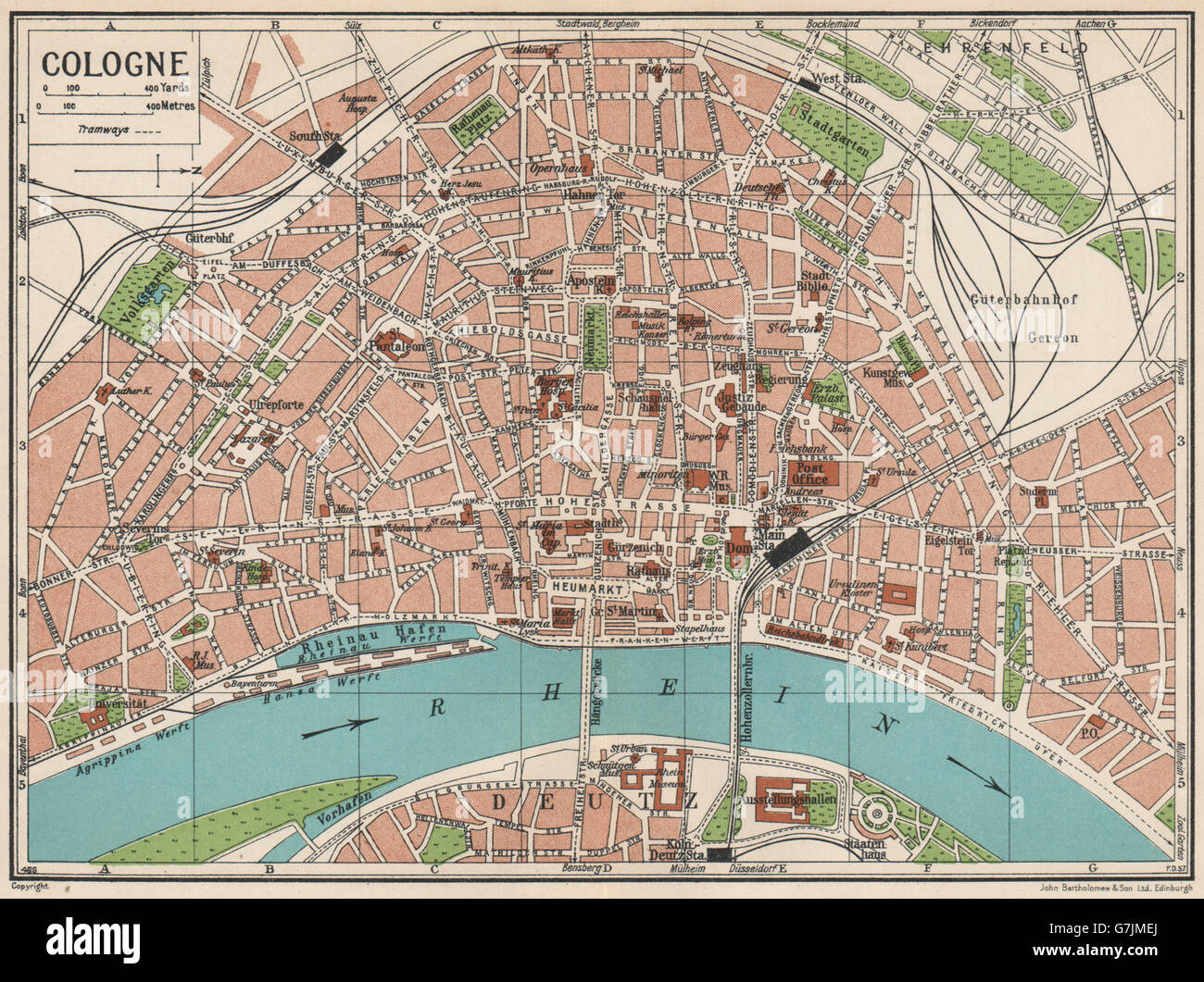 COLOGNE. Vintage town city map plan. Germany, 1933 Stock Photo Alamy