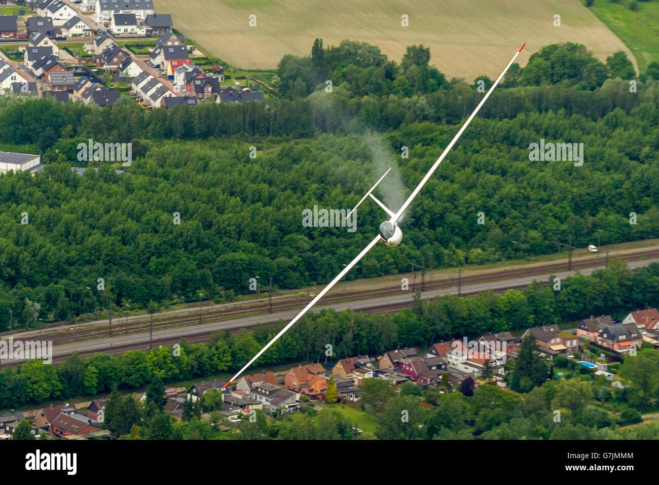 Aerial view, gliding, performance single seater glider DG 300 operates