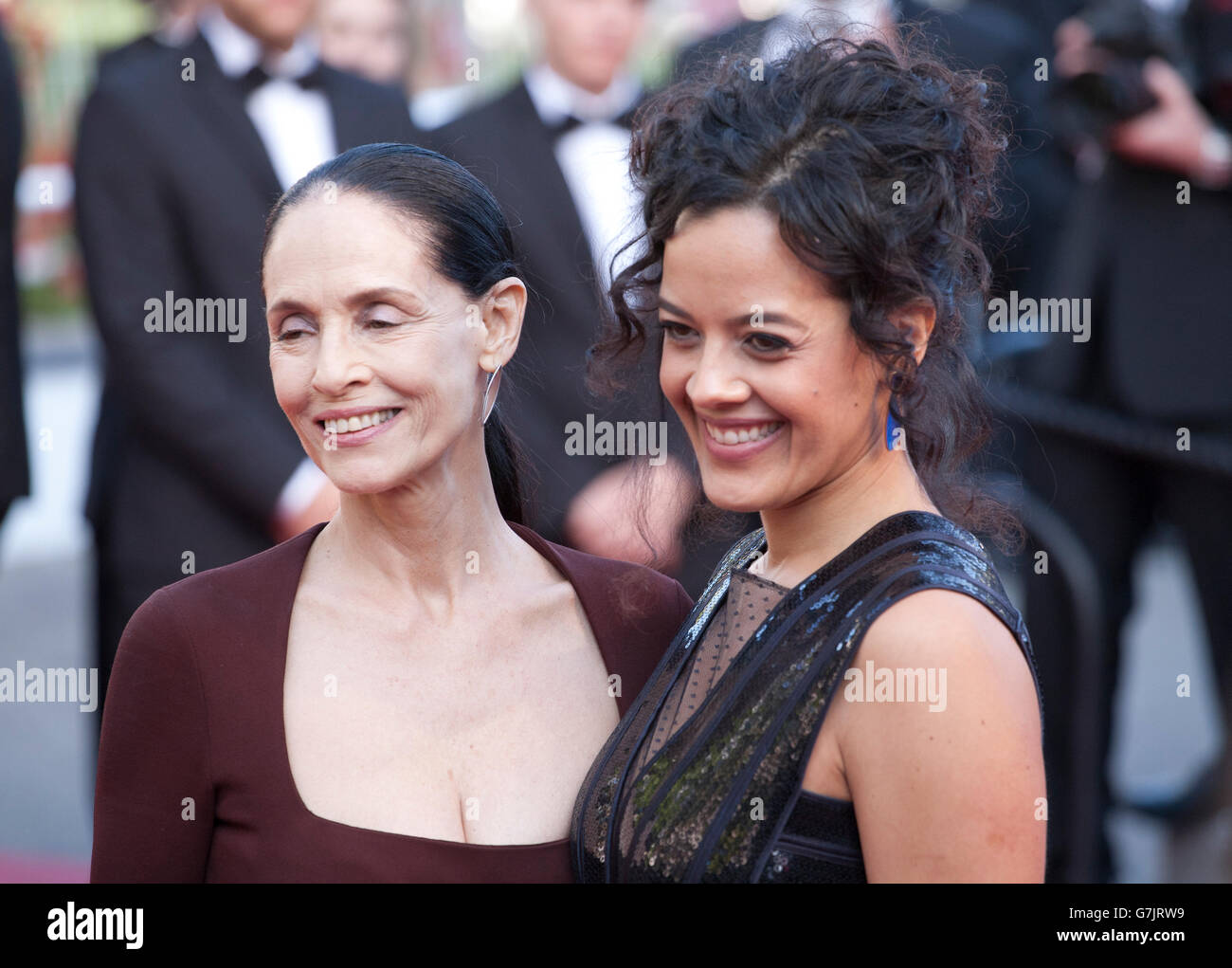 Actress Sonia Braga and Maeve Jinkings at the gala screening for the film Aquarius at the 69th Cannes Film Festival, 2016 Stock Photo