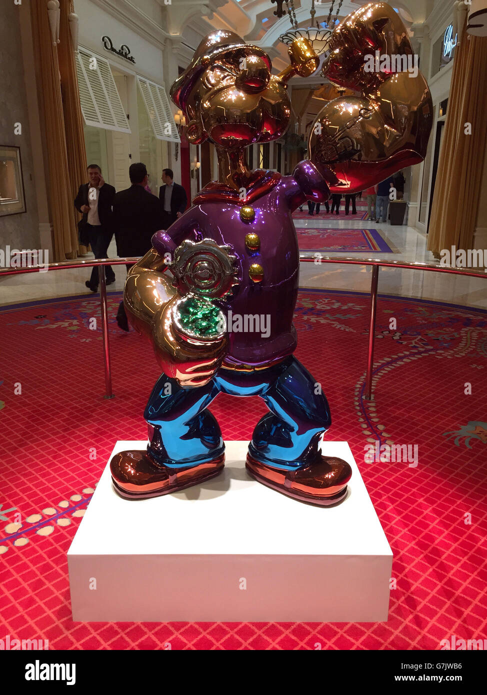 A popeye sculpture by famed artist jeff koons hires stock photography