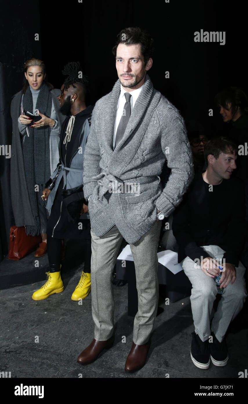 David Gandy attending the Lee Roach show, part of the British Fashion Council London Collections: Men Autumn/Winter 15, held at the Old Sorting Office, central London. Stock Photo
