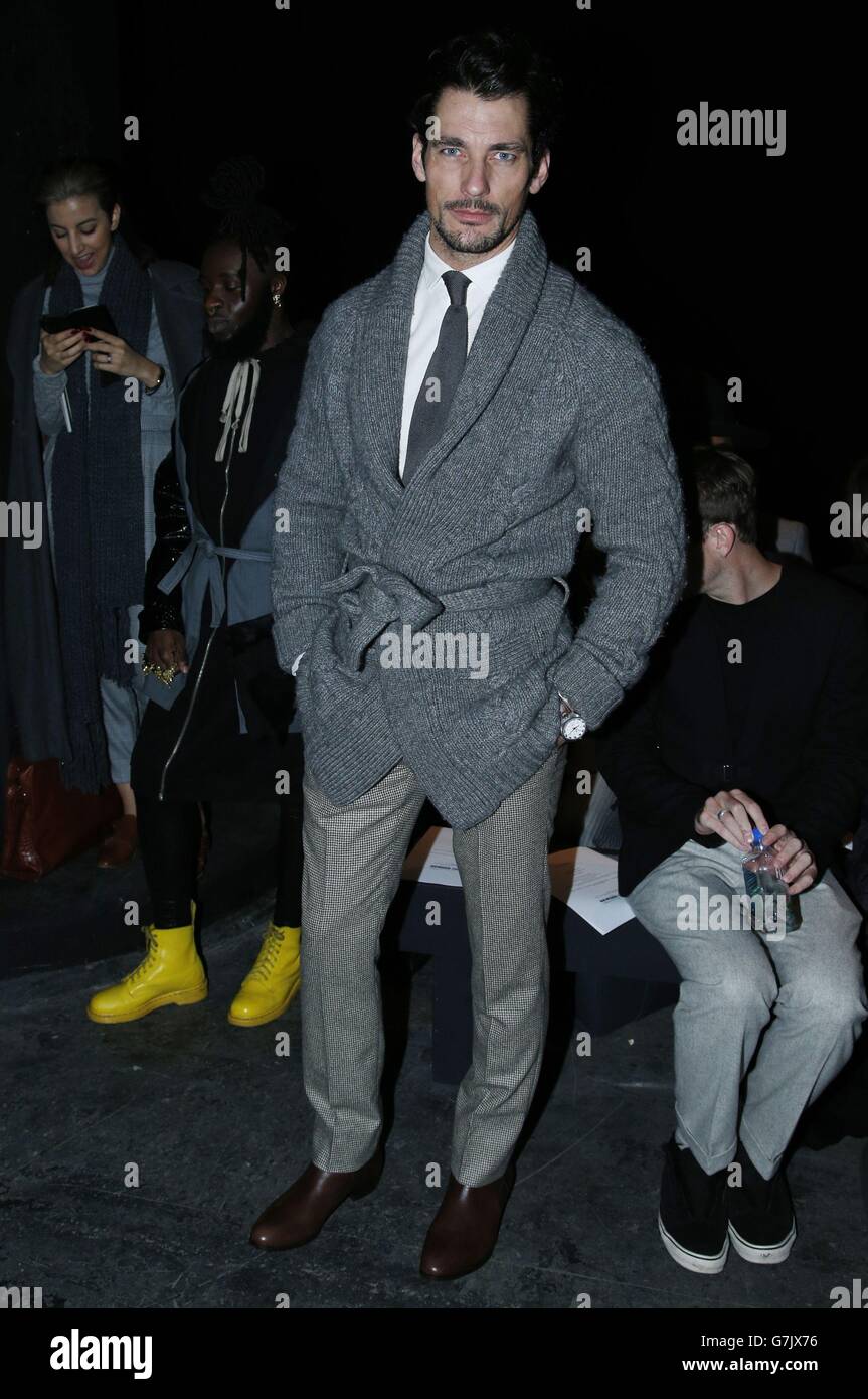 David Gandy attending the Lee Roach show, part of the British Fashion Council London Collections: Men Autumn/Winter 15, held at the Old Sorting Office, central London. Stock Photo