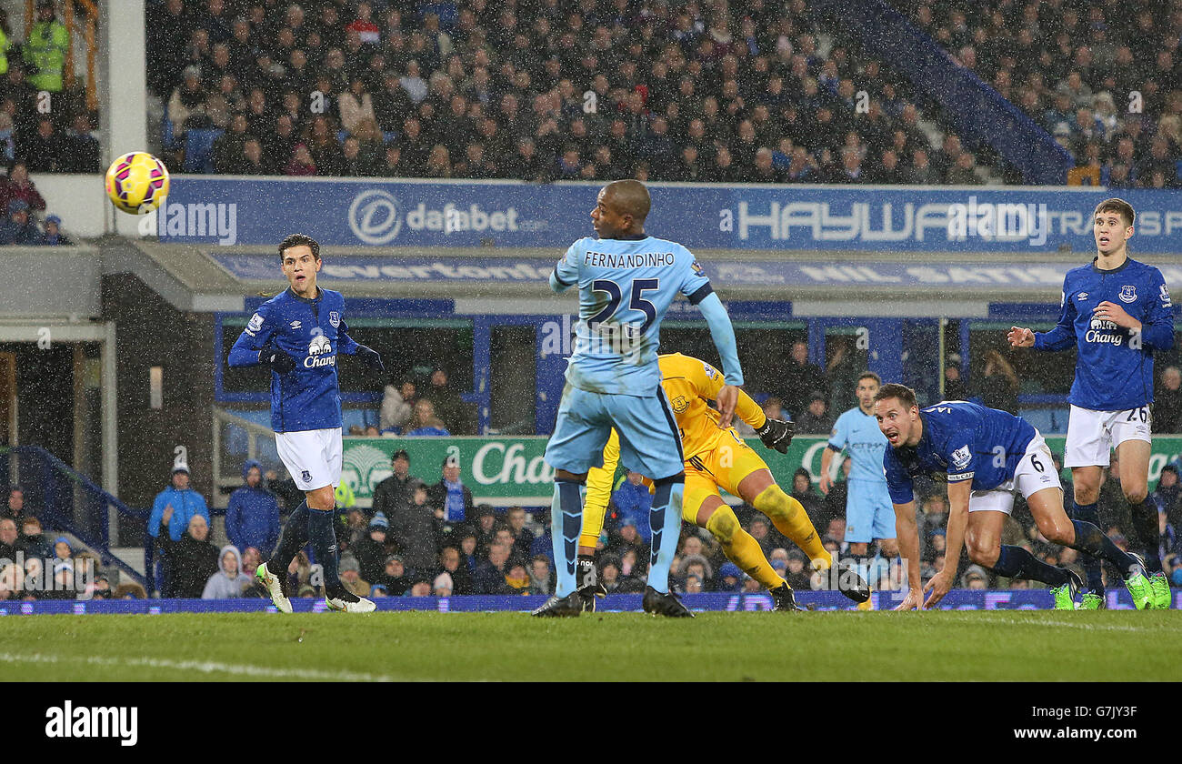 Manchester City's Fernandinho scores his side's first goal during the ...