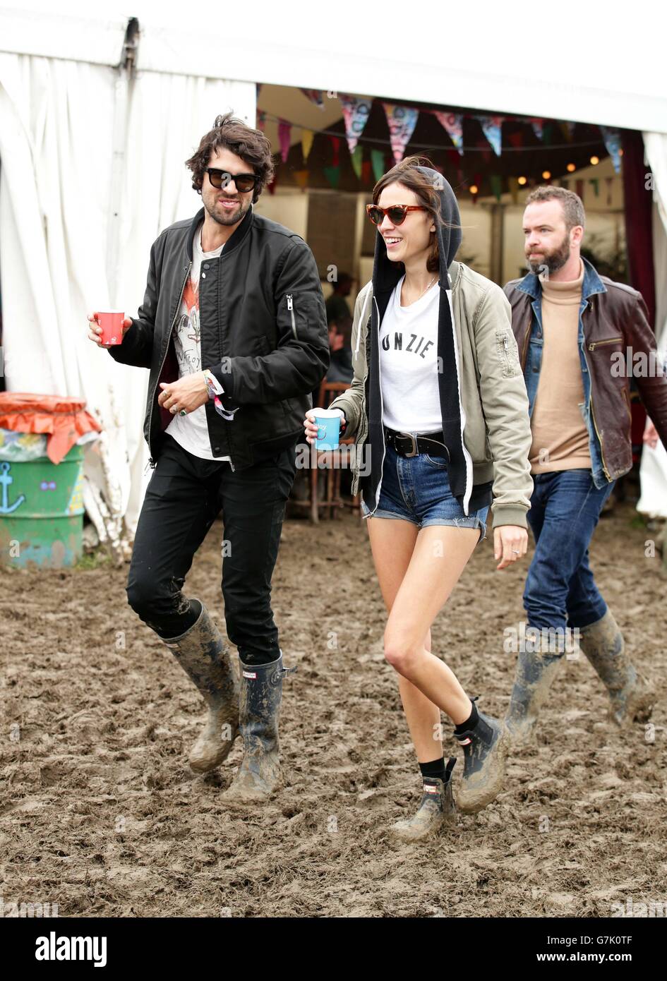 Alexa Chung is seen backstage at the Glastonbury Festival, at Worthy Farm  in Somerset Stock Photo - Alamy