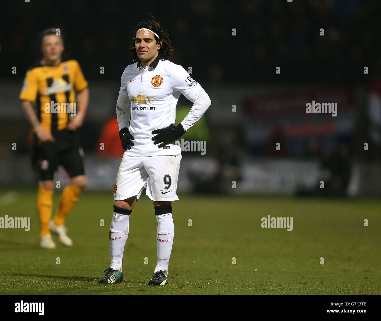 Soccer - FA Cup - Fourth Round - Cambridge United v Manchester United - The R Costings Abbey Stadium. Manchester United's Radamel Falcao reacts Stock Photo