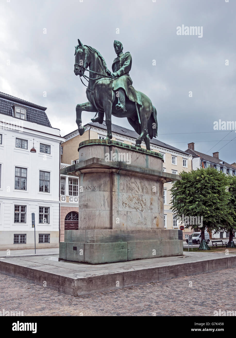 Statue of former danish King Kong Christian X in Bredgade Copenhagen Denmark Stock Photo