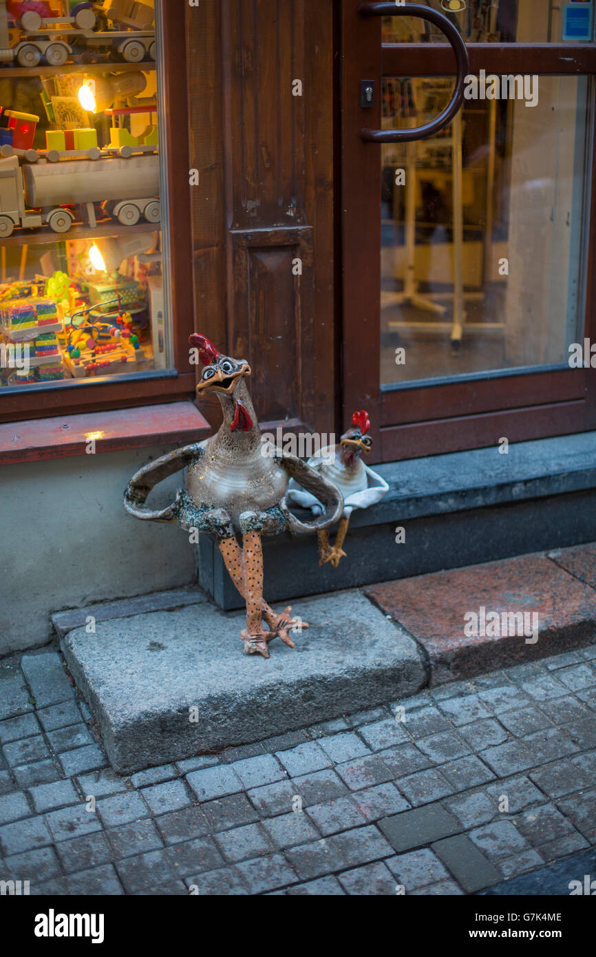 Chicken in the street, Lithuania, Vilnius, Europe, EU Stock Photo
