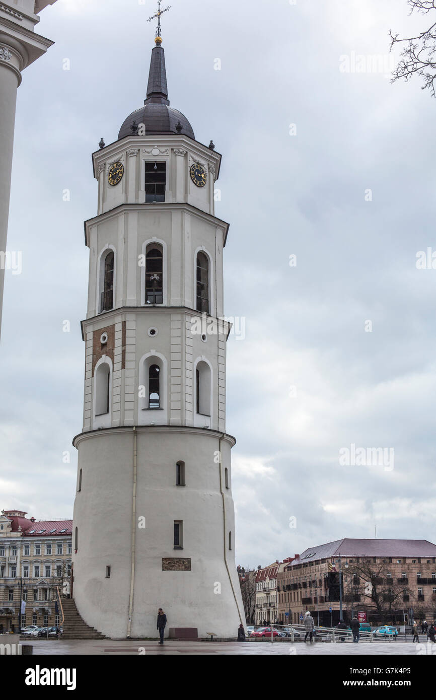 Lithuania, Vilnius, Cathedral and Belfry Tower Stock Photo