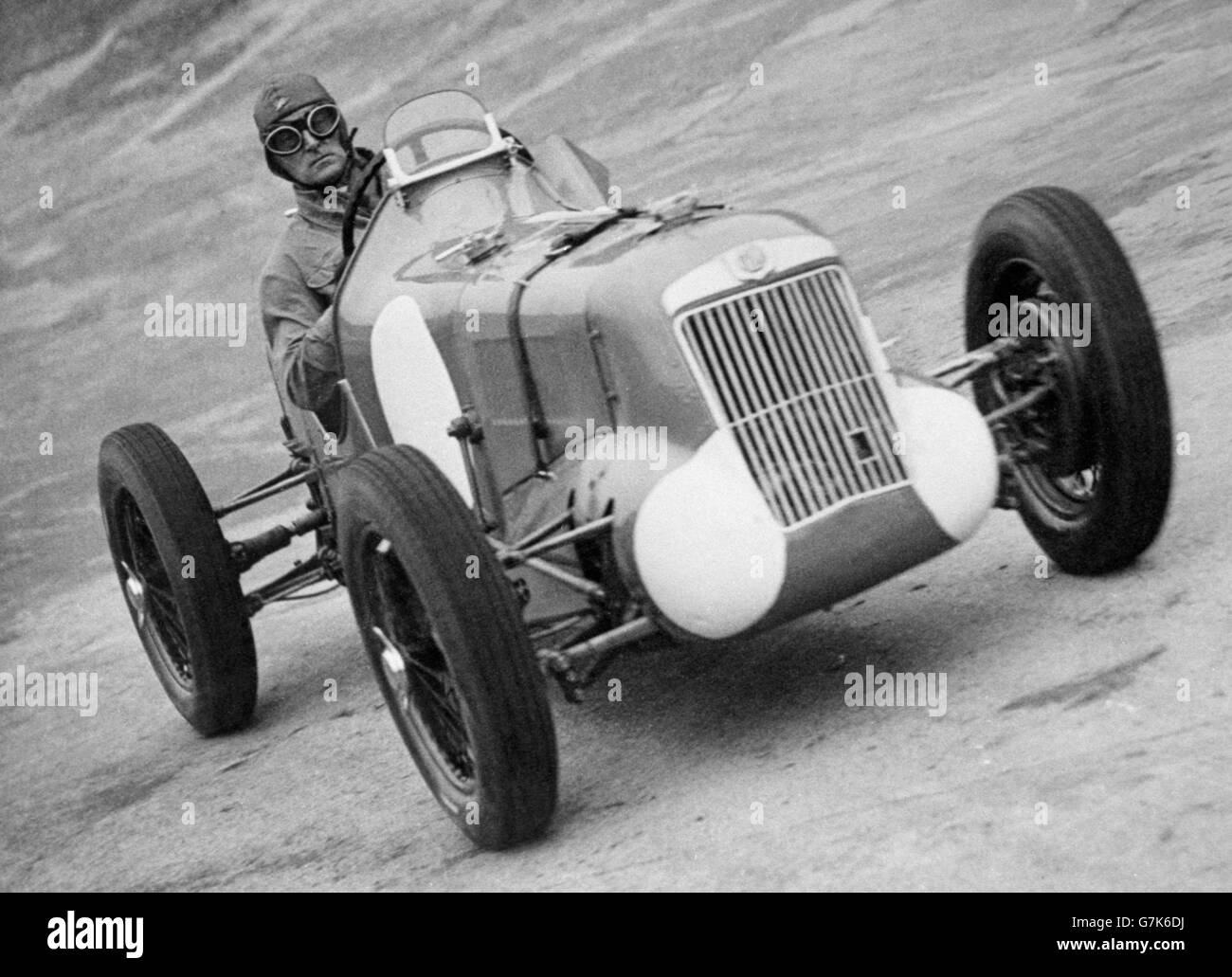 Malcolm Campbell driving a Monoposto car at Brooklands. circa 1924
