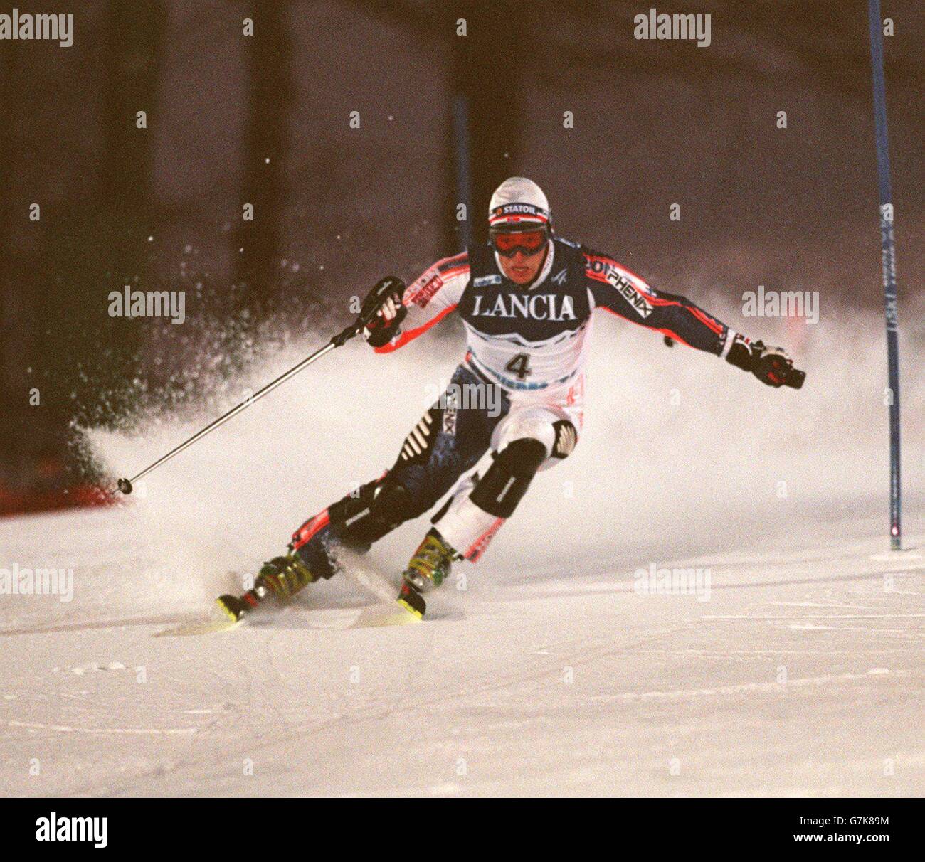 Skiing - Alpine World Ski Championships - Sestrieres '97 - Mens - Combined - Slalom Stock Photo