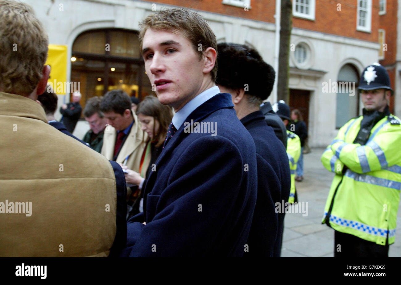 Otis Ferry, 22, the son of rock star Bryan Ferry who appeared charged under section 5 of the Public Order Act after entering the House of Commons chamber during a debate on a Bill to ban fox-hunting. All eight protesters denied charges of disorderly conduct and were granted unconditional bail. Stock Photo