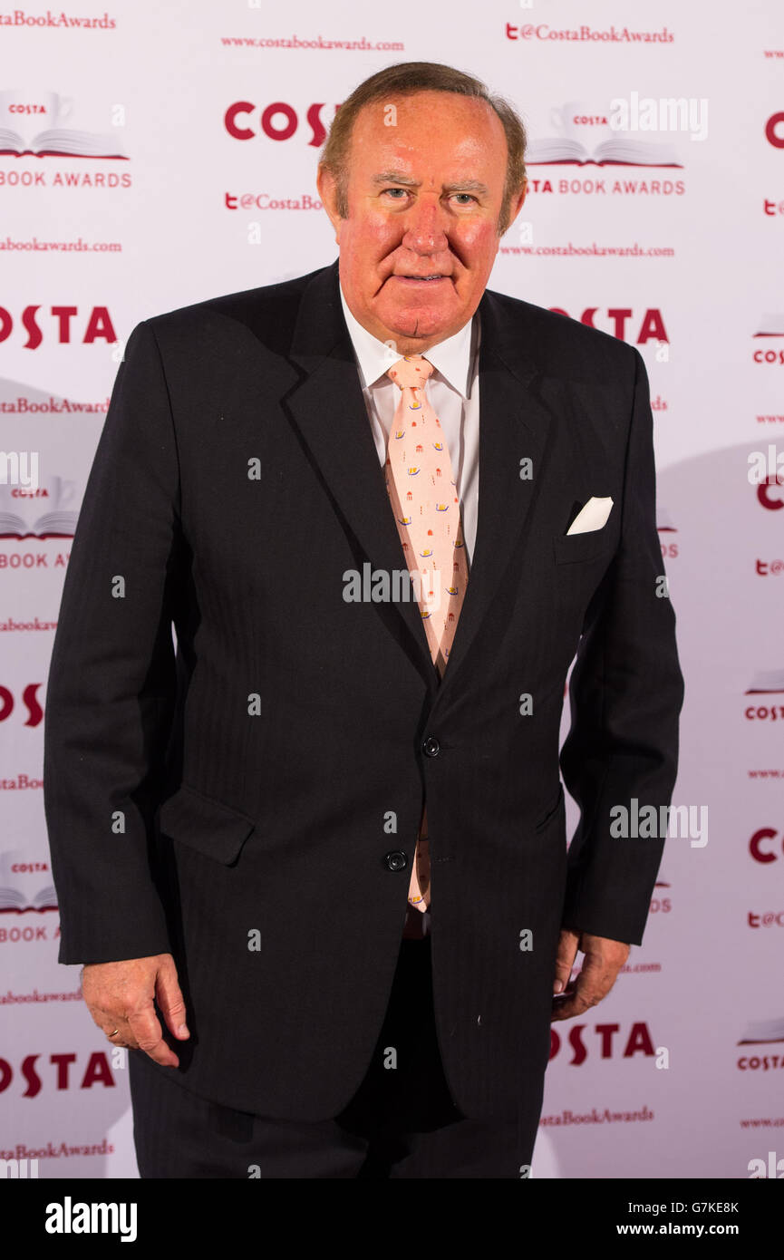 Andrew Neil arrives at the 2015 Costa Book Awards at Quaglino's, London. Stock Photo
