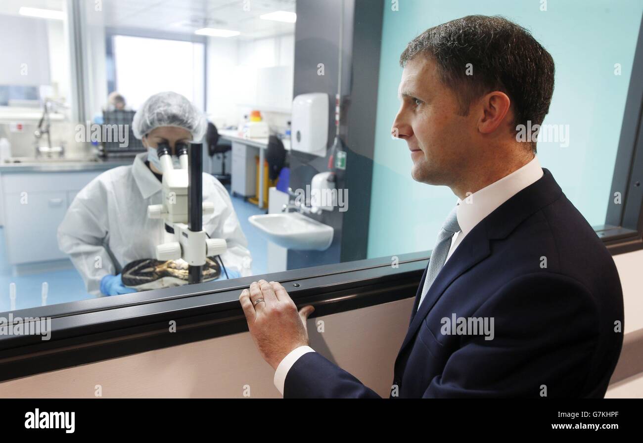 Justice Secretary Michael Matheson during a visit to the Scottish Police Authority Forensic Services laboratories in the Scottish Crime Campus at Gartcosh in Scotland, following a &pound;6 million investment in technology allowing forensic scientists in Scotland to 'lead the way' in DNA profiling. Stock Photo