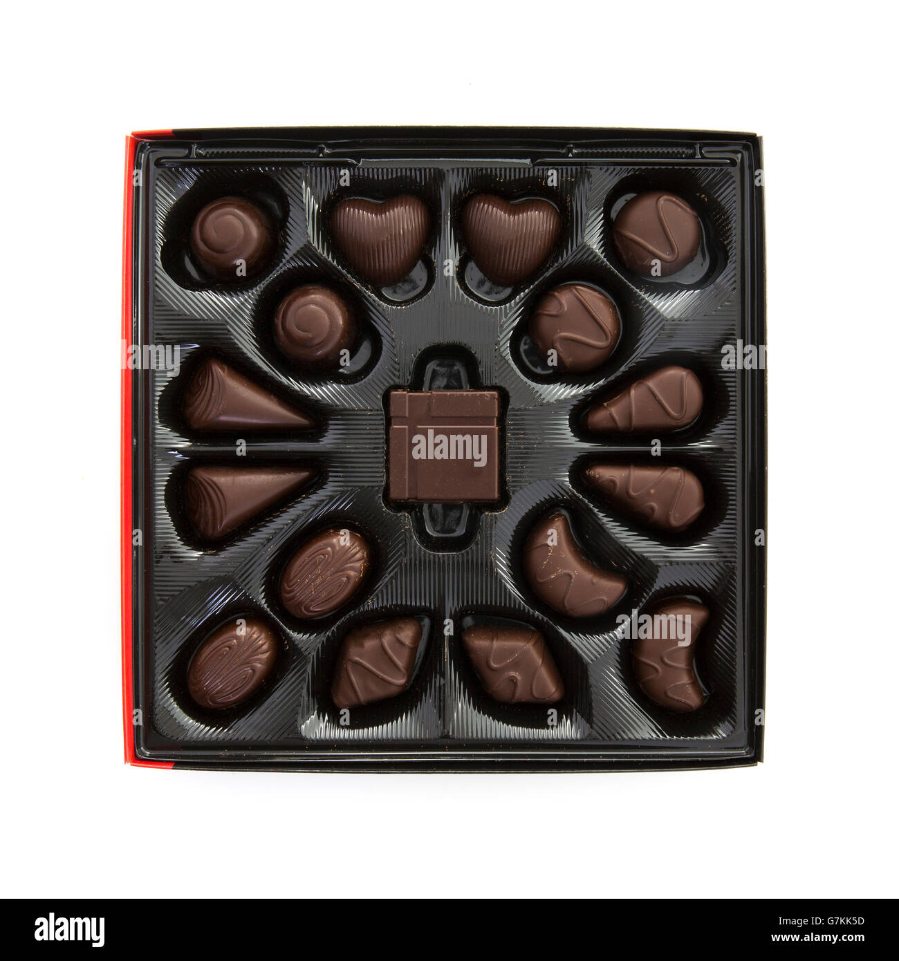 Black Magic dark chocolates on a white background Stock Photo