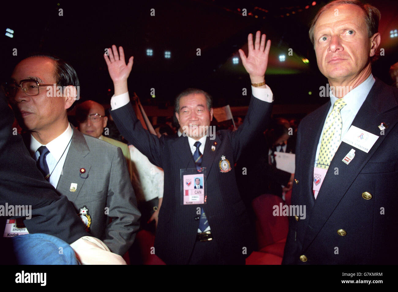 OVERS. The Japanese delegation for Nagano at the International Convention Centre at Birmingham where the International Olympic Committee met to decide the venue for the 1998 Winter Olympic Games. Stock Photo