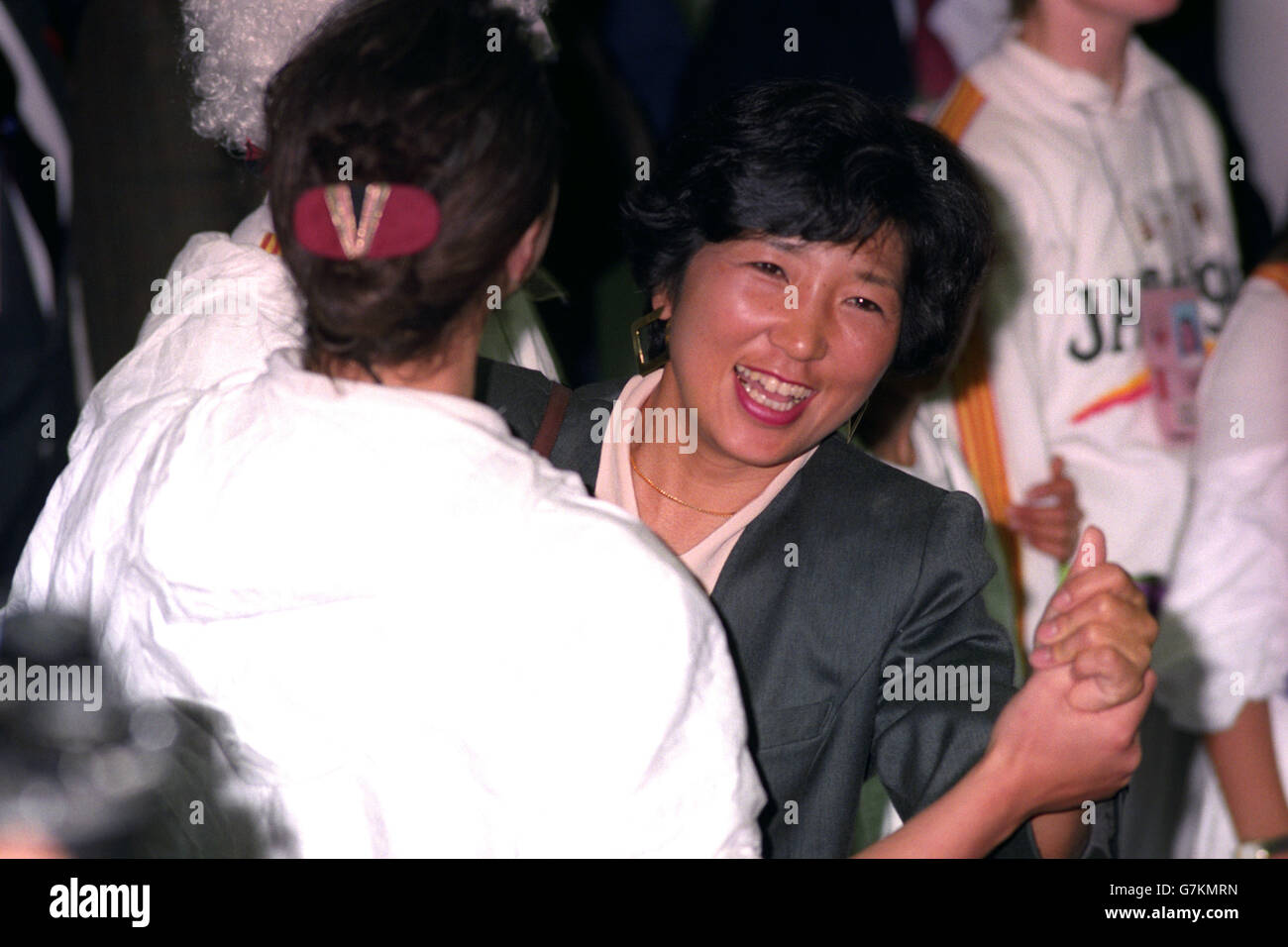 OVERS. The Japanese delegation for Nagano at the International Convention Centre at Birmingham where the International Olympic Committee met to decide the venue for the 1998 Winter Olympic Games. Stock Photo