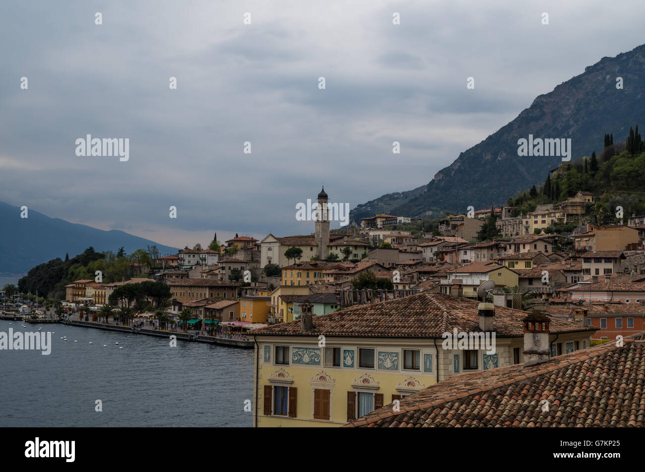 Beautiful view on the townscape of Limone sul Garda, Lombardy, Italy Stock Photo