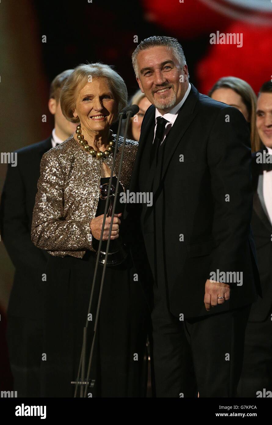 Paul Hollywood and Mary Berry win the Best Factual Entertainment Award for The Great British Bake off during the 2015 National Television Awards at the O2 Arena, London. Stock Photo