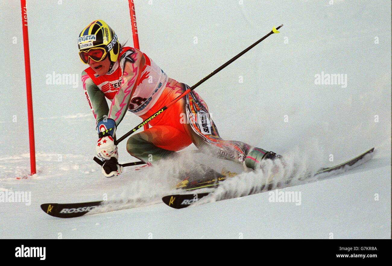 Skiing - Alpine World Ski Championships- Giant Slalom Women. Karen Putzer, Italy Stock Photo