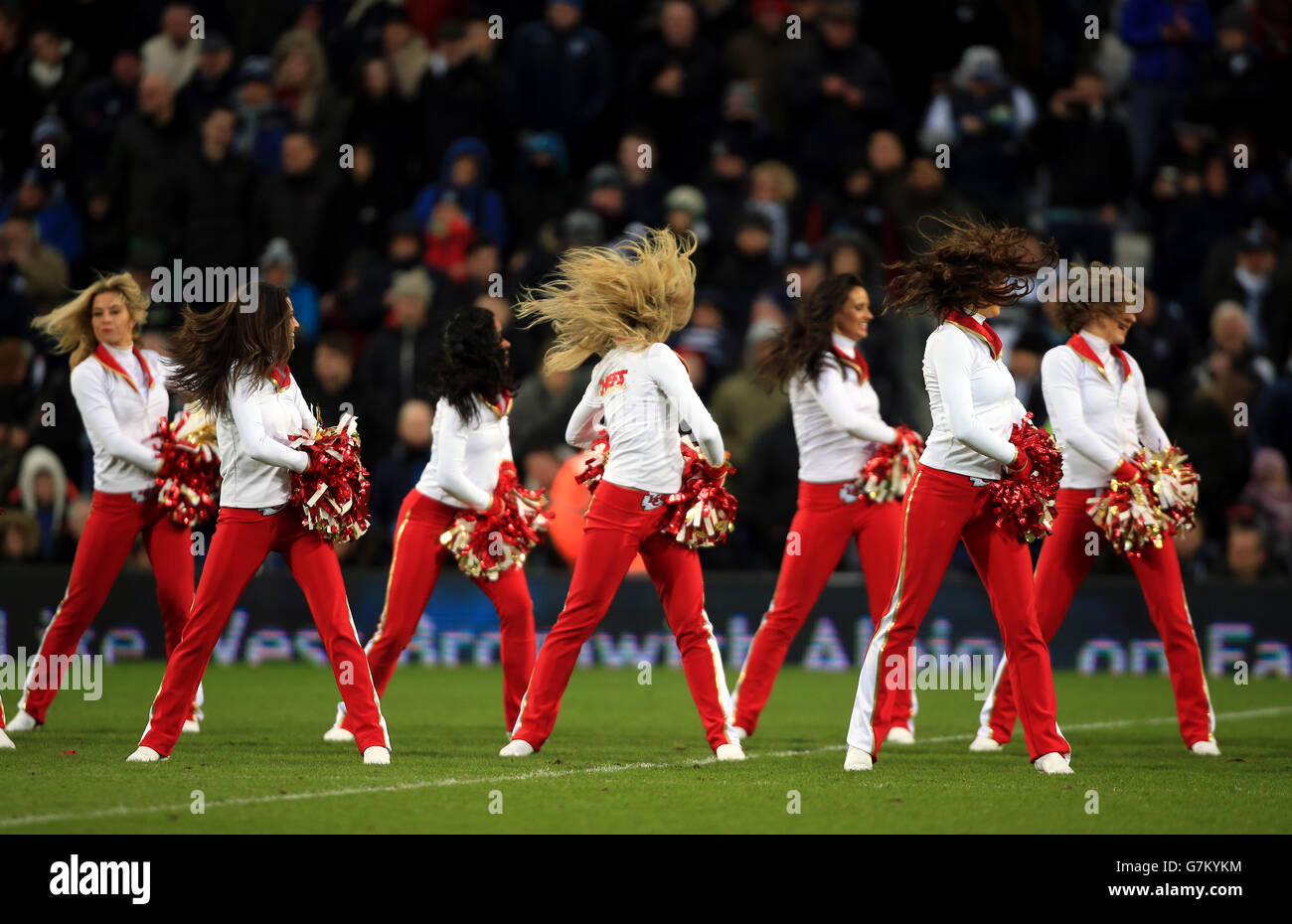Kansas City Cheerleaders at halftime of the Barclays Premier League match at The Hawthornes, Birmingham. PRESS ASSOCIATION Photo. Picture date: Saturday January 31, 2015. See PA story SOCCER West Brom. Photo credit should read: Nick Potts/PA Wire. Stock Photo