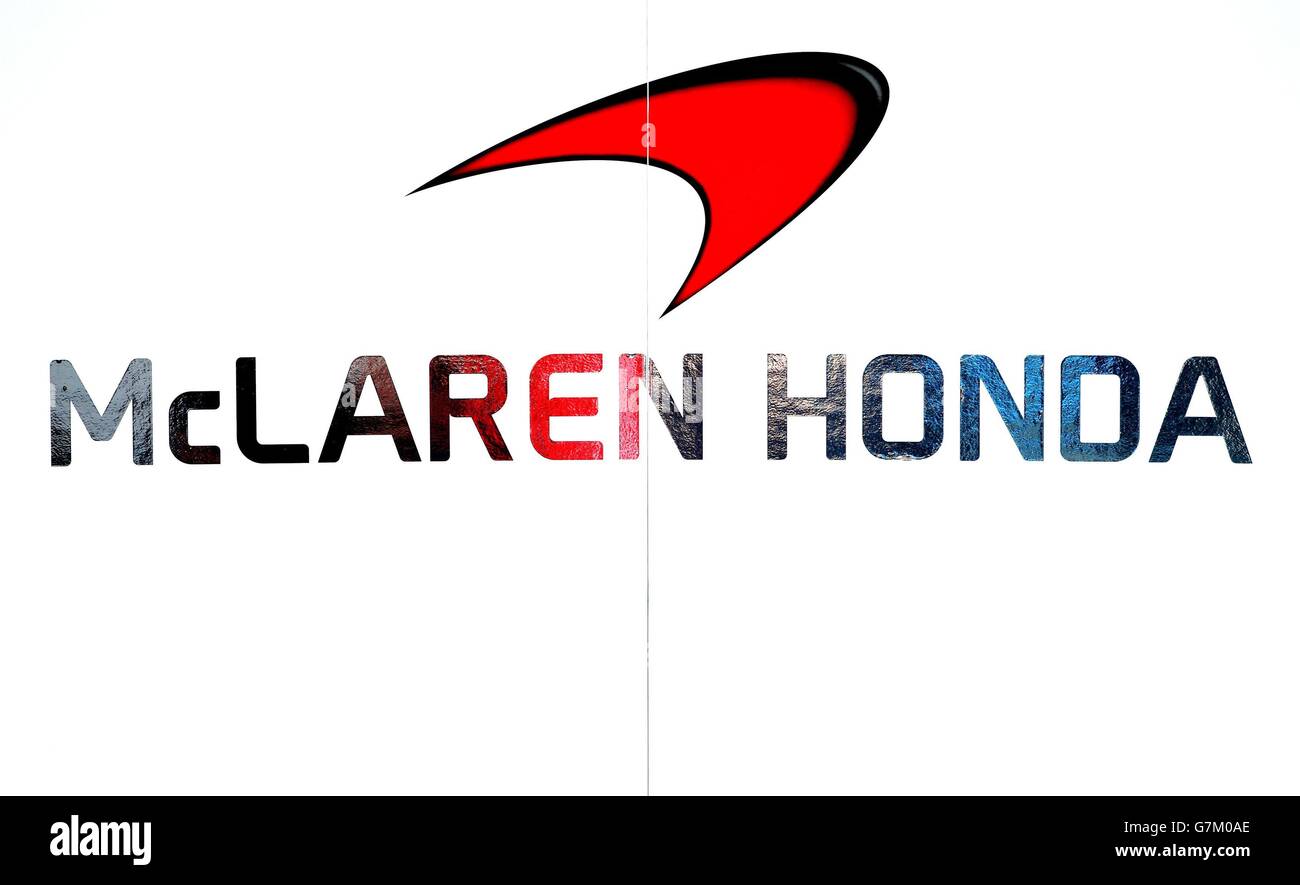 Formula One - 2015 Testing - Day One - Circuito de Jerez. McLaren Honda logo during pre-season testing at the Circuito de Jerez in Jerez, Spain. Stock Photo