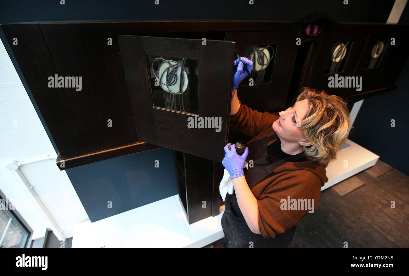 Sarah Gerrish, Furniture and Wooden Artefact Conservator, with the