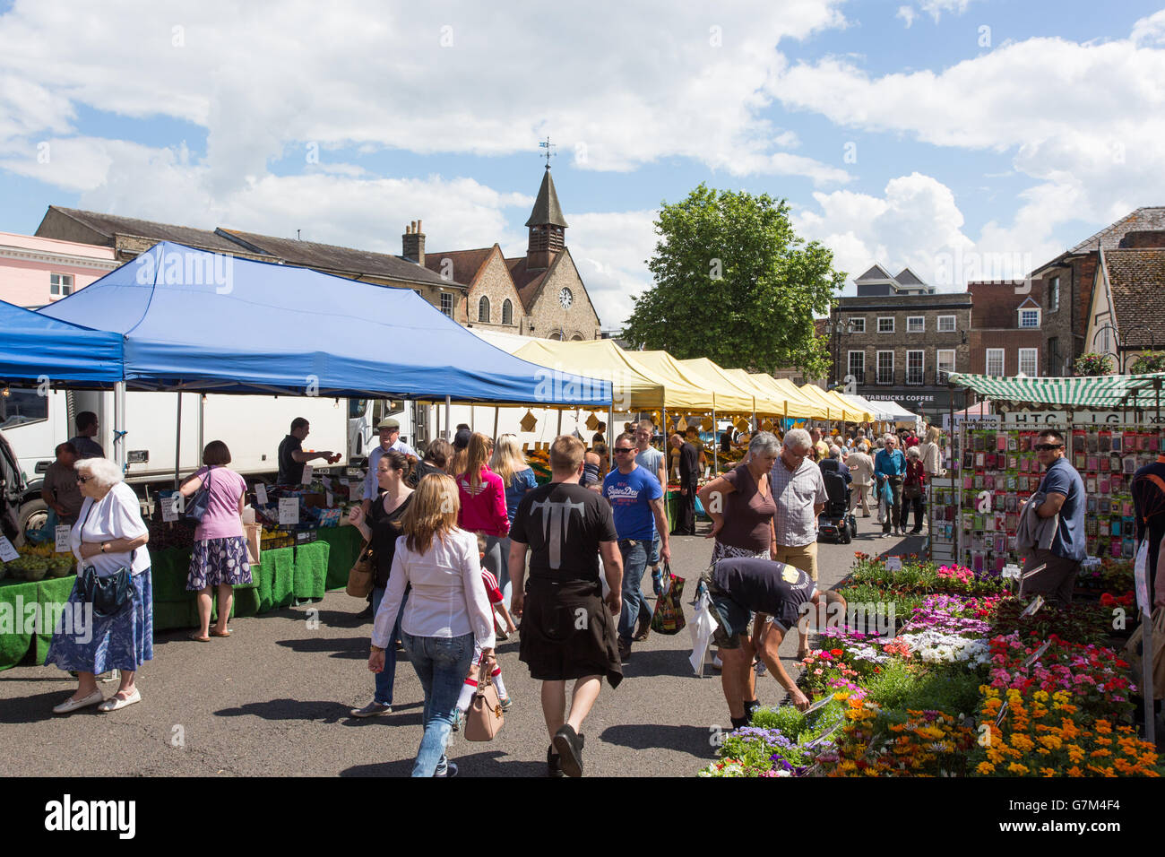 Bury St Edmunds street market, Cornhill Stock Photo - Alamy