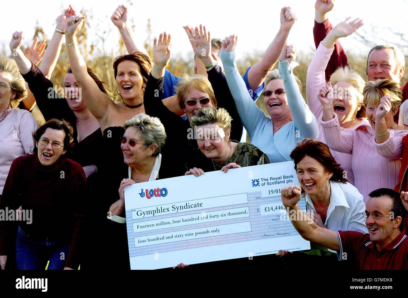 National Lottery Jackpot Winners - Gymphlex Sportswear Workers Stock Photo  - Alamy