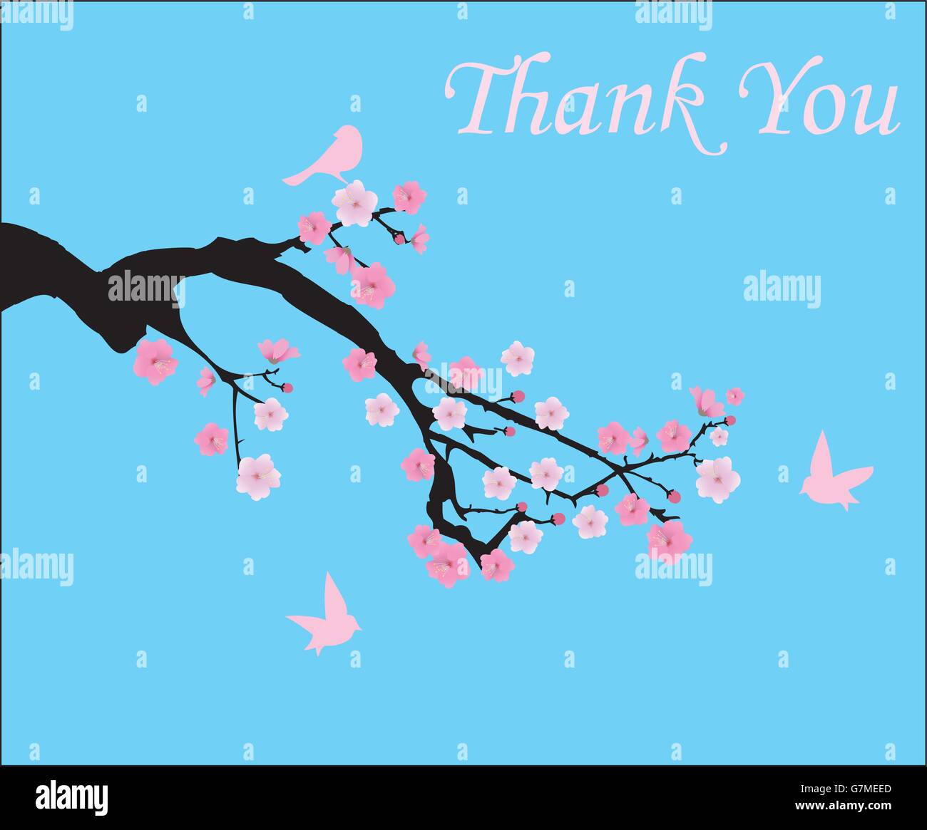 vector thank you card with cherry blossom branch Stock Vector Image ...