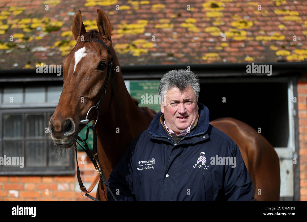 Trainer paul nicholls pictured silviniaco conti visit manor farm
