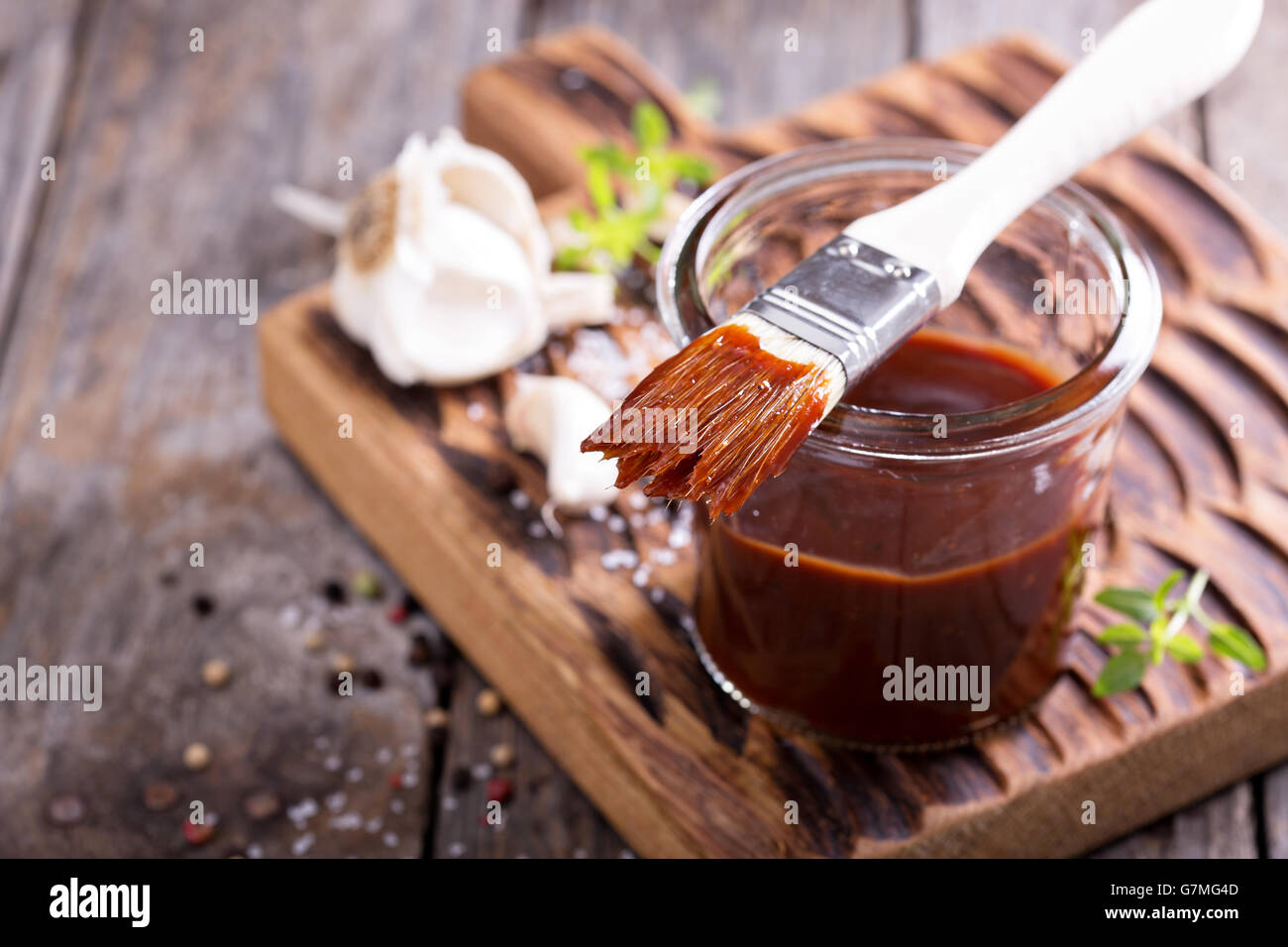 Barbeque sauce in a jar Stock Photo Alamy
