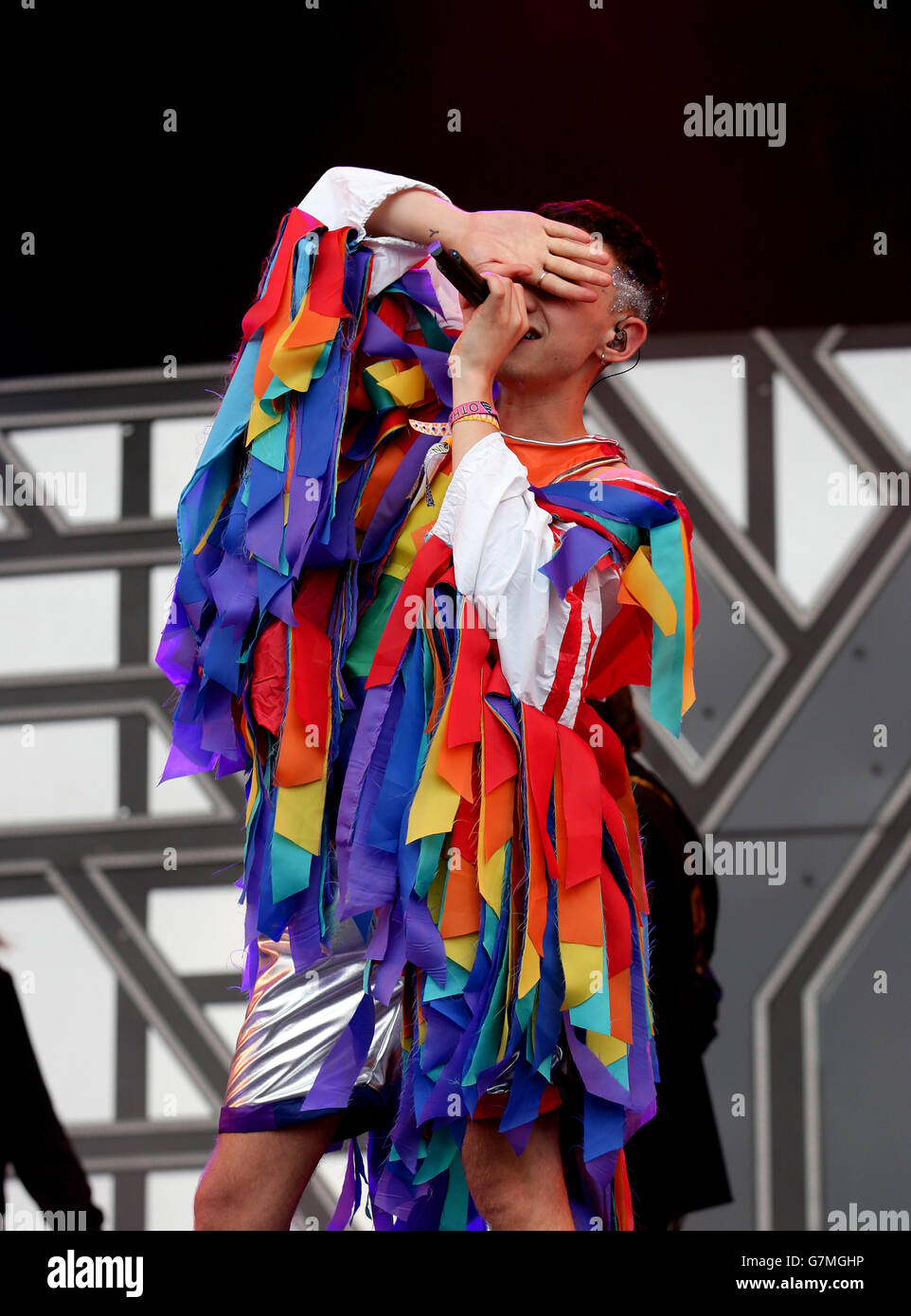 Oli Alexander of Years and Years performing at the Glastonbury Festival, at Worthy Farm in Somerset. Stock Photo