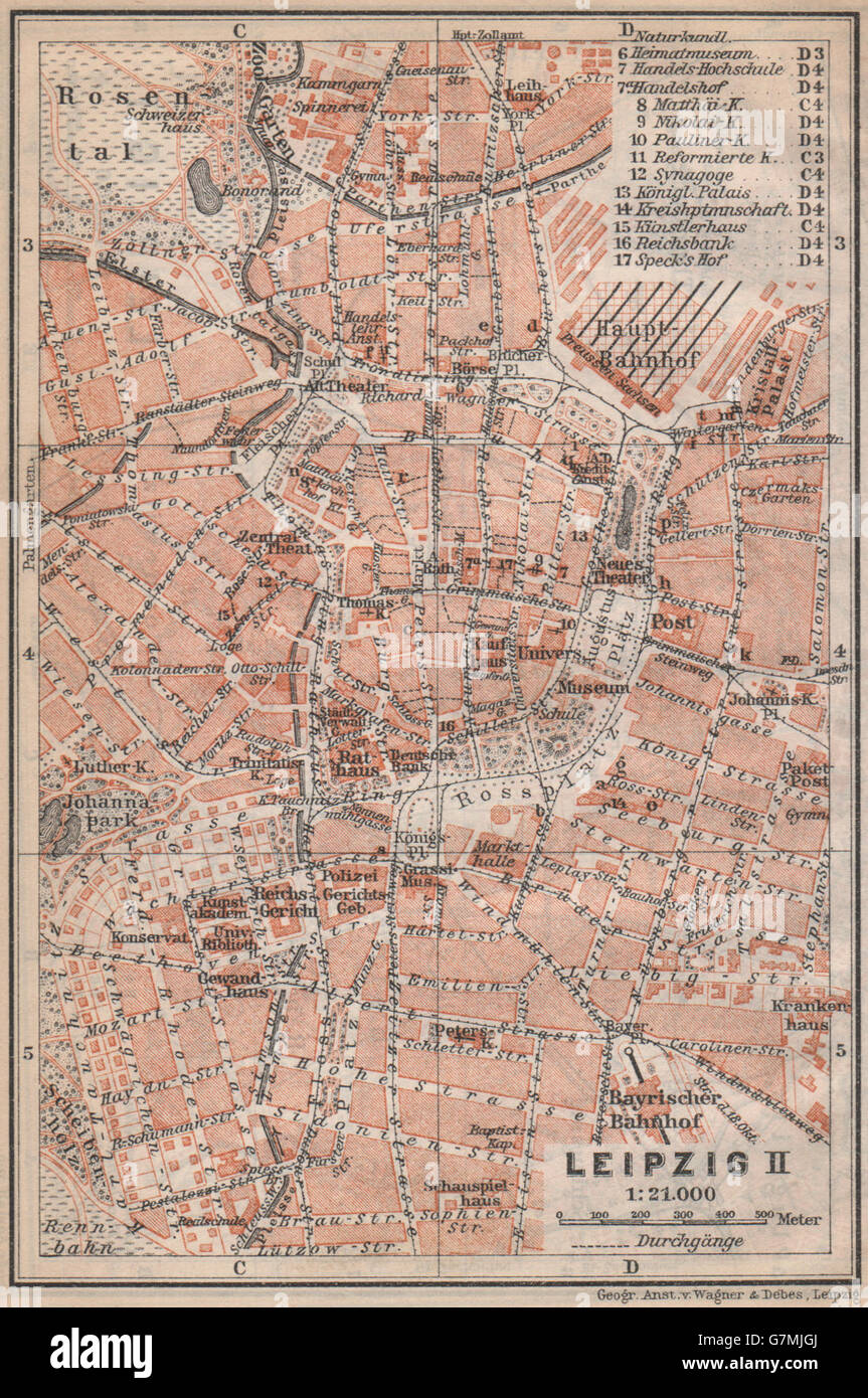 BAEDEKER 1904 old map Saxony karte LEIPZIG antique town city stadtplan 