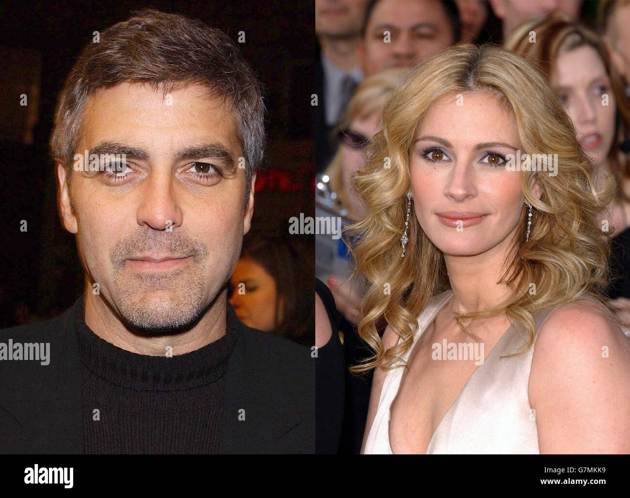 George Clooney and Julia Roberts. George Clooney and Julia Roberts, who have been voted the most beautiful people on the planet. Stock Photo